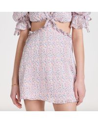 For Love & Lemons - Phoebe Floral-print Cutout Satin Chiffon Mini Dress - Lyst