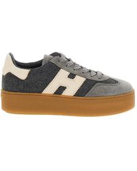 Hogan - H698 Allacciato H Suede Wool Platform Sneakers - Lyst