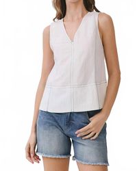 TCEC - Contrast Stick Sleeve V Neck Top - Lyst