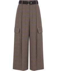 P.A.R.O.S.H. - Plaid Wide-Leg Cargo Trousers With Belt - Lyst