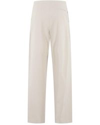 Isabelle Blanche - Sand Wide-Leg Pants With Central Button - Lyst