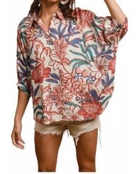 Bibi - Floral Print Oversized Short Sleeve Top - Lyst