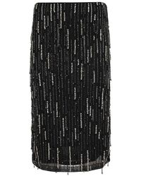 Pinko - Midi Skirt With Rhinestone-Embellished Mesh Design - Lyst