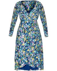 Rachel Roy - Plus Floral Print Faux Wrap Midi Dress - Lyst