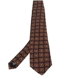 BOSS - Burgundy Square Patterned Silk Jacquard Traditional Tie - Lyst