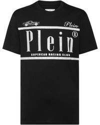 Philipp Plein - Jersey T-Shirt Round Neck Ss Strass Racing Club - Lyst