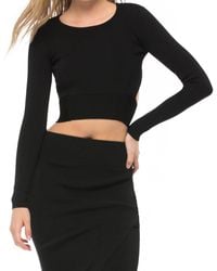 Kendall + Kylie - Compact Long Sleeve Crop Top - Lyst