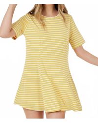 shop basic - Short Sleeve Round Neck Stripe Tunic Top - Lyst