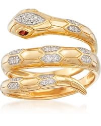 Ross-Simons - Diamond Snake Wrap Ring With Garnet Accents - Lyst