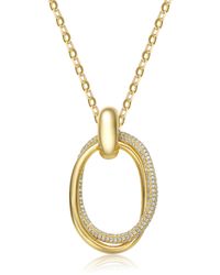 Rachel Glauber - Rg 14k Gold Plated With Diamond Cubic Zirconia Double Entwined Oval Eternity Circle Pendant Necklace - Lyst