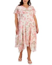 Signature By Robbie Bee - Plus Handkerchief Hem Long Cocktail And Party Dress - Lyst
