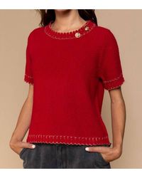 Pol - Round Neck With Gold Button Detail Sweater - Lyst