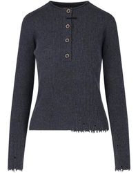 Uma Wang - Ribbed Cashmere Sweater With Distressed Finish - Lyst