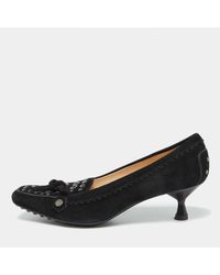 Tod's - Suede Studded Kitten Heel Loafer Pumps - Lyst