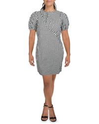 Mango - Check Print Short Sleeve Mini Dress - Lyst