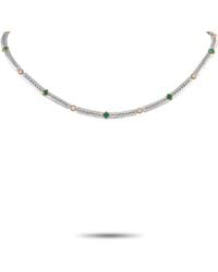 Buccellati 18k Gold Diamond And Emerald Necklace - White