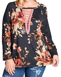 Umgee - Floral Lace Up Top - Lyst