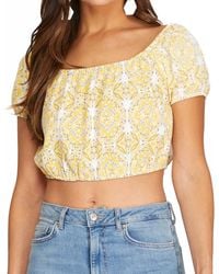 She + Sky - Puff Sleeve Crop Top - Lyst