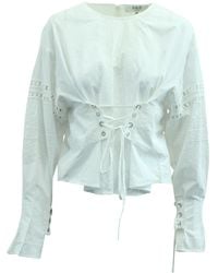 Sea - Long Sleeve Eyelet Lace Up Blouse - Lyst
