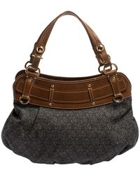 DKNY - Navy /brown Monogram Canvas And Leather Hobo - Lyst