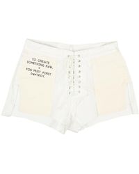 Unravel Project - Lace Up Distressed Denim Shorts - Lyst