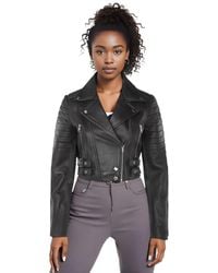 Infinity Leather - Apple Cropped Brando Leather Biker Jacket-Bellville - Lyst