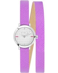 Furla - Vittoria Silver Dial Ss Calfskin Leather Watch - Lyst
