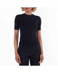 Ferragamo - Ferragamo Short-Sleeved Gancini Motif Knit Top - Lyst
