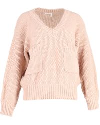 Chloé - Oversized Chunky V-neck Sweater - Lyst