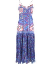 Saloni - Printed Pleated Midi Dress - Lyst
