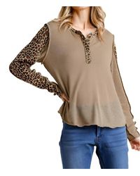 Umgee - Leopard Trimmed Top - Lyst