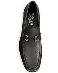 Ferragamo - Grandioso Gancini Pebbled Leather Loafers, Black - Lyst