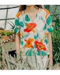LOVE THE LABEL - Dawson Puff Sleeve Cotton Top - Lyst