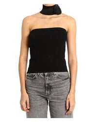Minnie Rose - Strapless Top With Floral Appliqué - Lyst