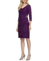 Alex Evenings - Sheath Compression Cocktail Dress With 3/4 Sleeves - Lyst