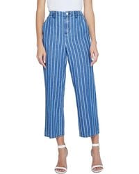 L'Agence - Zayne High-Rise Denim Stripe Straight Trouser - Lyst