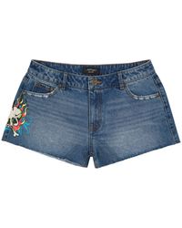 Ed Hardy - Flame Skull Denim Short - Lyst