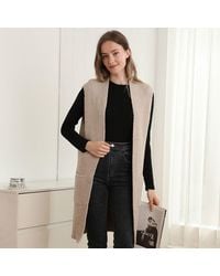 TRUEDAMES - Solid Color Open Front Long Vest - Lyst