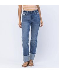 Judy Blue - High Rise Straight Leg With Wide Cuff Jeans - Lyst