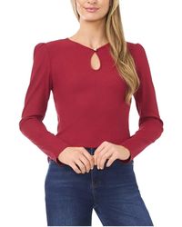 Cece - Top Mulberry Keyhole Pearl Button Long Sleeve Blouse Gbo3657 - Lyst
