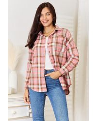 TRUEDAMES - Double Take Plaid Collared Neck Long Sleeve Button-Up Shirt - Lyst