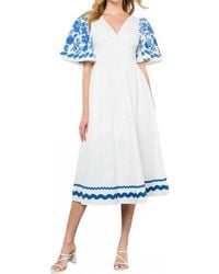 Thml - Embroidered Detail Midi Dress - Lyst