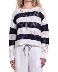 Sundry - Mesh Stripe Boat Neck Sweater - Lyst
