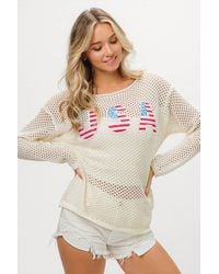 Bibi - Usa Sequin Embroidered Cover Up Sweater - Lyst