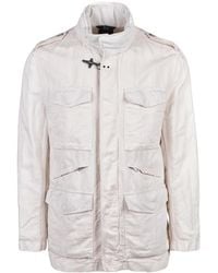 Fay - Cream Cotton Linen Saharan Jacket - Lyst