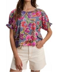Velvet By Graham & Spencer - Delilah Floral Short Sleeve Top - Lyst