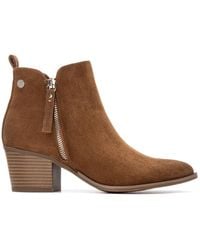 Xti - Block Heel Suede Ankle Booties Refresh Collection By - Lyst