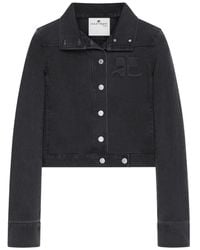 Courreges - Cropped Jacket With High Collar And Metallic Buttons - Lyst