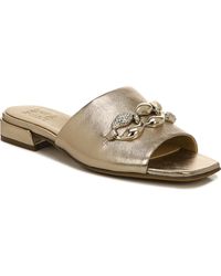 Naturalizer - Angie Leather Square Toe Slide Sandals - Lyst