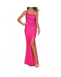Dave & Johnny - One-Shoulder Long Prom Dress - Lyst